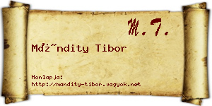 Mándity Tibor névjegykártya